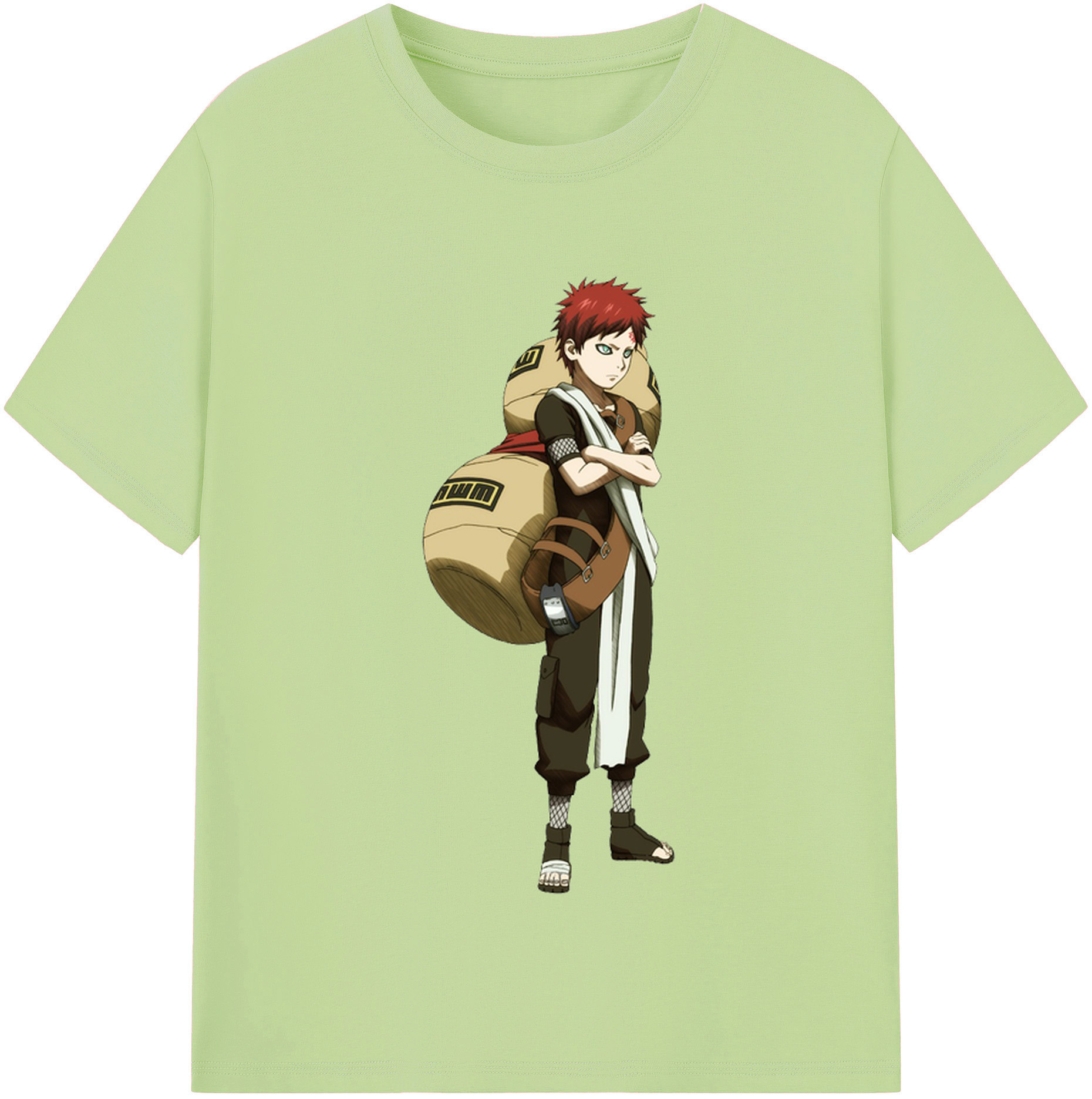 （画像用） NARUTO -ナルト- ガアラ Gaara 綿100％半袖Tシャツ（フロントプリント）